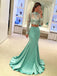 Long Sleeve Green Two pieces Mermaid Lace Sexy Prom Gown Dresses, PD0201