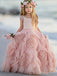 Lovely Soft Pink Flower Girl Dresses For Beach Wedding, Unique Little Girl Dresses, FG069