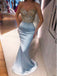 Mermaid Blue Sparkly Strapless Popular Evening Prom Dresses PD1030
