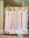 Mismatched Pink Chiffon With Unique Ruffles Split Bridesmaid Dresses , AB1223