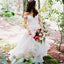 Off Shoulder Ivory Chiffon A-line Beach Wedding Dresses. AB061
