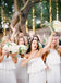 Off White Chiffon Mismatched Simple Boho Wedding Long  Bridesmaid Dresses, WG108