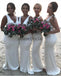 Off White Simple V-neck Sleeveless Mermaid Bridesmaid Dresses, AB4005