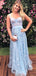 Pale Blue 3D Lace Sweetheart A-line Elegant Prom Dresses,PD00314