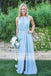 Pale Blue Chiffon Simple Cheap Bridesmaid Dresses With Silt. AB1208