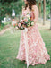 Pink 3D-Lace Sweetheart Strapless A-line Country Wedding Dresses, AB1550