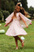 Pink Lace Round Neck With Unique Cape Flower Girl Dresses, FGS084