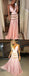 Pink Satin Chiffon Unique Open Back A-line Prom Dresses,PD00320