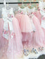 Pink Tulle Floral Satin Bowknot Ball Gown Flower Girl Dresses, FGS139