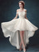 Popular High Low Off Shoulder White Organza Cheap Cocktail Formal Prom Dresses Online,PD0197