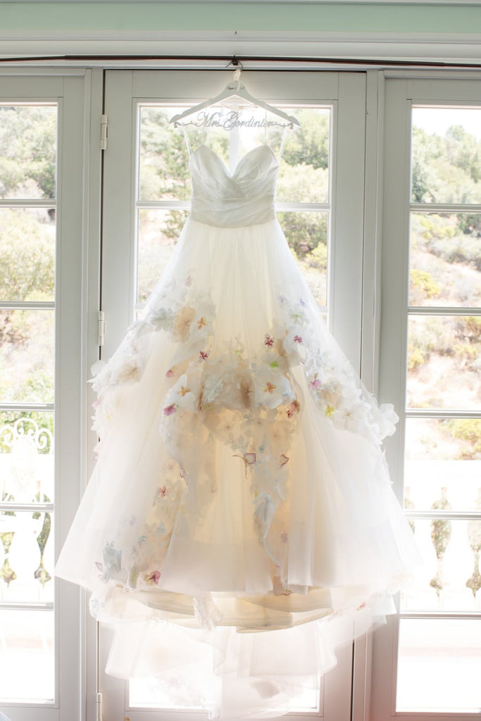 Princess Spaghetti Strap Colorful Appliques Ruffles Ball Gown  Wedding Dresses, AB1169