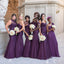 Purple Tulle Mismatched Mermaid Convertible Sweetheart Long Bridesmaid Dresses, WG159