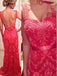 Red Lace Backless For Teens Elegant Vintage Lace Prom Dresses PD0510