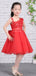 Red Tulle Unique One Shoulder Applique Flower Girl Dresses, FGS137