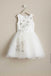Round Neck Stunning Floral Embroidery Satin Tulle Cute  Flower Girl Dresses, FGS101