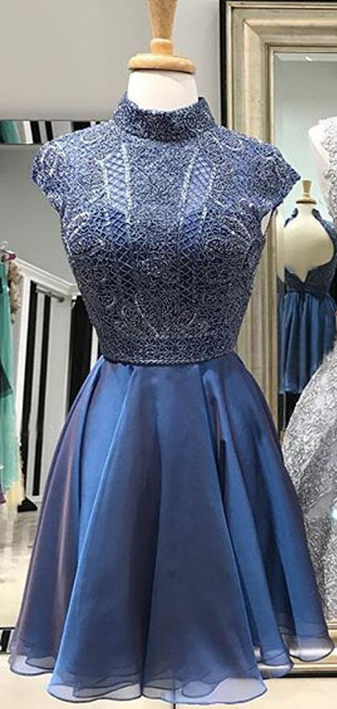 Royal Blue Beading Chiffon Mismatched Homecoming Dresses  ,HD0038