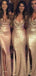 Sexy Seqin Mermaid Side Split Sparkly Women Cheap Long Wedding Party Bridesmaid Dresses, WG26