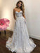 Shiny Lace Strapless A-line Charming Wedding Dresses, AB1517