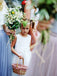 Simple Ivory Lace Tulle Belt Scoop Neck Flower Girl Dresses, FGS055