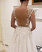 Simple Tulle Lace Illusion Back A-line Wedding Dresses , AB1506