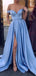 Sky Blue Satin Off Shoulder Simple Prom Dresses,PD00160
