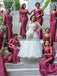 South African Long Sleeve Mermaid Lace Elastic Satin Long Bridesmaid Dresses , AB4080