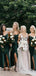 Spaghetti Straps Green Long Simple Beach Bridesmaid Dresses AB4231