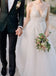 Spaghetti Strap Dark Ivory Applique Bead  Long A-line Tulle Wedding Party Dresses, WD0086
