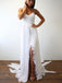 Spaghetti Strap Lace Chiffon Slits Boho Beach Wedding Dresses, AB1544