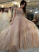 Sparkly Beading Nude Organza Off Shoulder Prom Dresses,PD00180