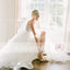 Sparkly Silver Bead Rhinestone Spaghetti Straps Ruffles Ball Gown Wedding Dresses, AB1161