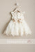 Sweet Ivory Lace Round Neck Cap Sleeve Flower Girl Dresses, FGS088
