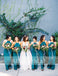 Teal Chiffon Halter Maxi Simple Bridesmaid Dresses For Summer Wedding, AB1216