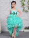 Tiffany Blue Organza Ruffles Tiered High Low Unquie Flower Girl Dresses, FGS134