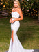 Two Piece Strapless Mermaid White Cheap Prom Dresses,PD00167