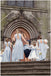 Vintage White Satin Chiffon Short Bubble Sleeves A-line Flower Girl Dresses, FGS110