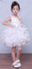 White Ruffles Organza Ball Gown Short Flower Girl Dresses, FGS032