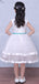 White Tulle Applique Beading Tiered Teal Belt Flower Girl Dresses, FGS118