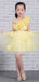 Yellow Tulle Handmade Flower Unique One Shoulder Sweet Flower Girl Dresses, FGS130