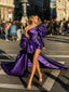 Deep Purple One-shoulder Sexy Bubble Sleeve With Tail Mermaid Long Prom Dress, PD3231