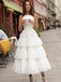Elegant White Jewel Neck Illusion Back A-line Pleats Ankle-length Prom Dress, PD3158