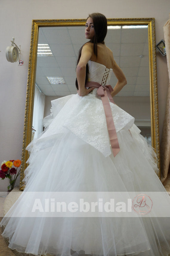 Gorgeous Lace Up Back Ball Gown Ruffles Tulle  Wedding Dresses, AB1143