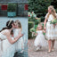 Cute Sweet Lace Top Tulle Cap Sleeve Knee Length Flower Girl Dresses, FGS049