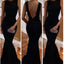 New Black Mermaid Open Back Simple Sexy Elegant Evening Party Dress. PD0211