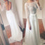 Long Sleeve White Tulle Beaded Sparkly Open Back Elegant  Prom Gown.  PD0210