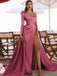 Pink Asymmetric One-shoulder Side-slit Mermaid Long Prom Dress, PD3157