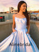Elegant Strapless Sleeveless A-line Long Prom Dress, PD3548