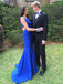 Simple Royal Blue Sleeveless Mermaid With Train Long Evening Prom Dresses, PD0020