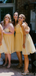Spaghetti Strap Sweetheart Light Yellow Sheath Midi Bridesmaid Dress, BD3070