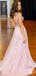 Sexy V-neck Beads Open Back A-line Long Prom Dress, PD3042